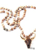 Boho Necklace, RH Amazonite Horn Natural Green Stone